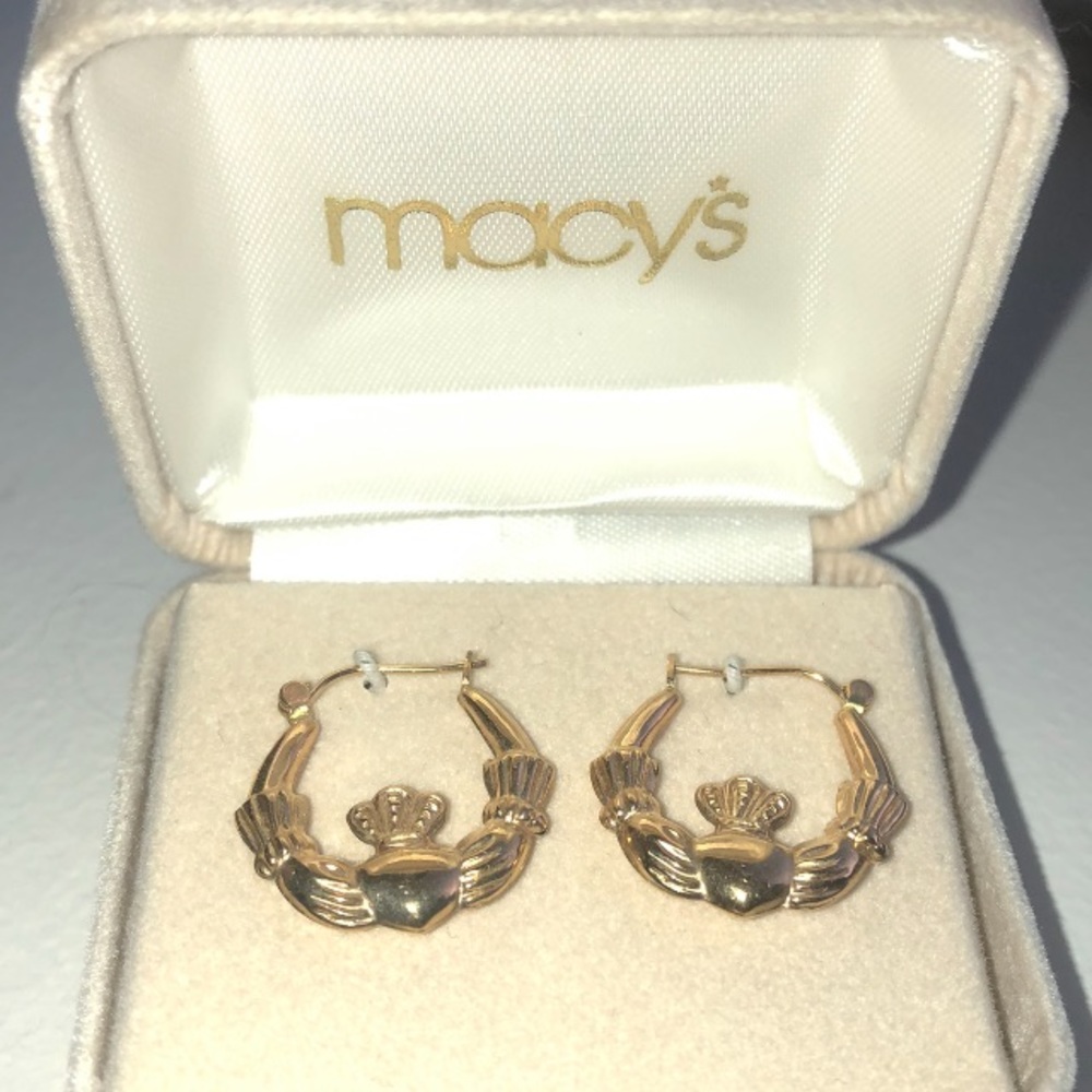 Gold Irish blessing earrings
